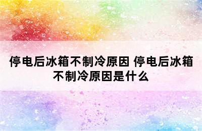 停电后冰箱不制冷原因 停电后冰箱不制冷原因是什么